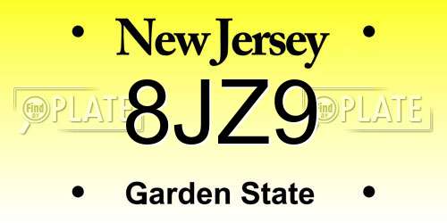 8JZ9 New Jersey License Plate