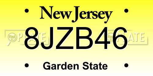 8JZB46 New Jersey License Plate