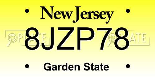 8JZP78 New Jersey License Plate