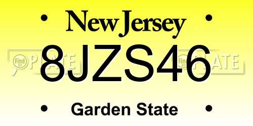 8JZS46 New Jersey License Plate