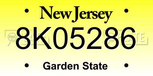 8K05286 New Jersey License Plate