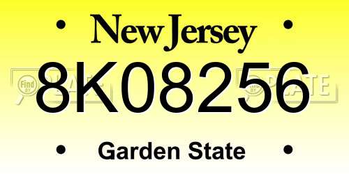 8K08256 New Jersey License Plate