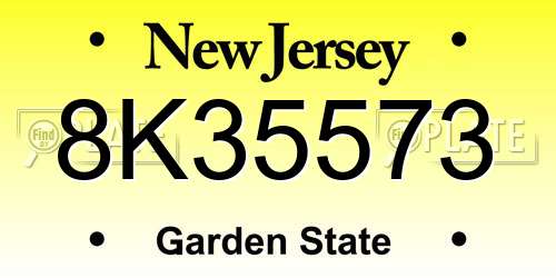 8K35573 New Jersey License Plate