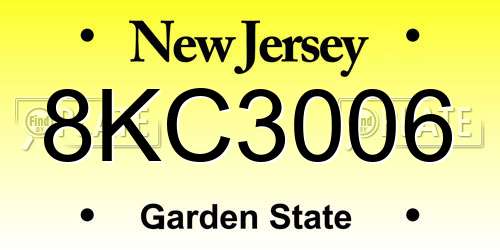 8KC3006 New Jersey License Plate