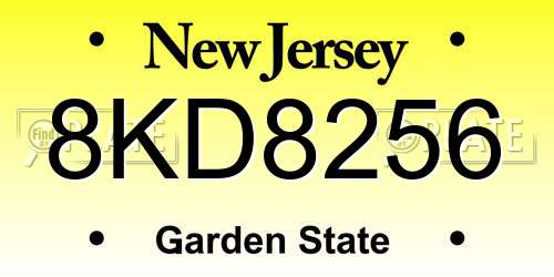 8KD8256 New Jersey License Plate
