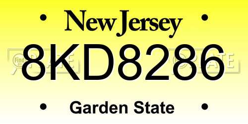 8KD8286 New Jersey License Plate