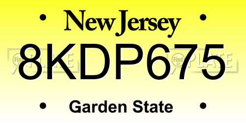 8KDP675 New Jersey License Plate