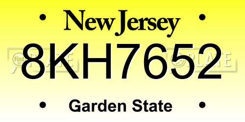8KH7652 New Jersey License Plate