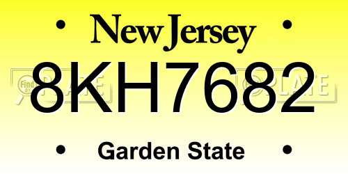 8KH7682 New Jersey License Plate