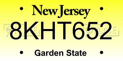 8KHT652 New Jersey License Plate