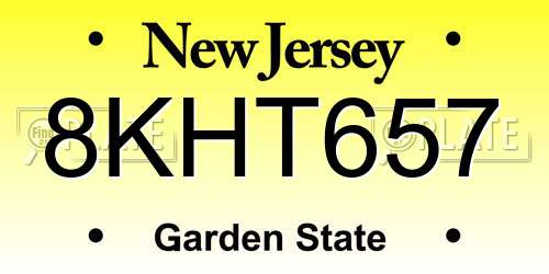 8KHT657 New Jersey License Plate