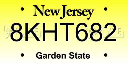 8KHT682 New Jersey License Plate