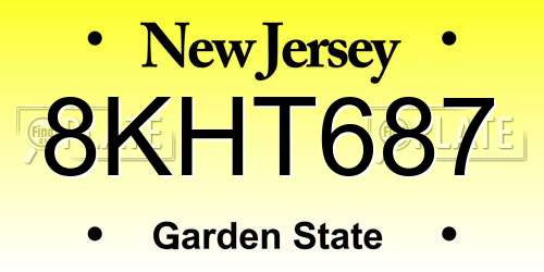 8KHT687 New Jersey License Plate