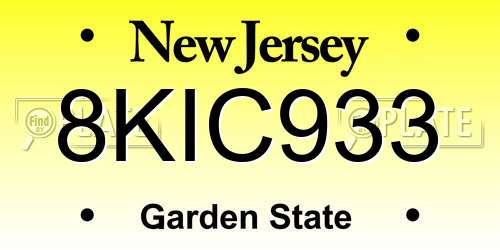 8KIC933 New Jersey License Plate