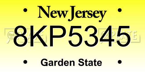 8KP5345 New Jersey License Plate