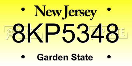 8KP5348 New Jersey License Plate