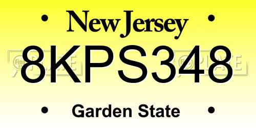 8KPS348 New Jersey License Plate
