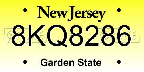 8KQ8286 New Jersey License Plate