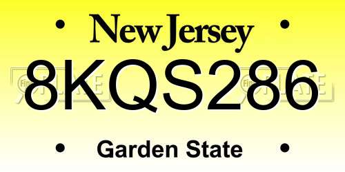 8KQS286 New Jersey License Plate
