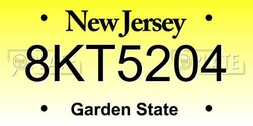 8KT5204 New Jersey License Plate
