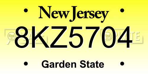8KZ5704 New Jersey License Plate