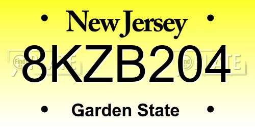 8KZB204 New Jersey License Plate