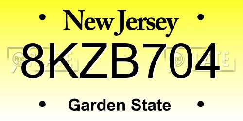 8KZB704 New Jersey License Plate