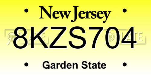 8KZS704 New Jersey License Plate