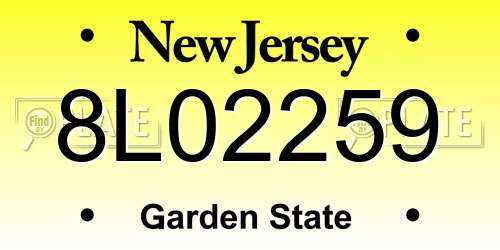 8L02259 New Jersey License Plate