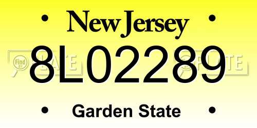 8L02289 New Jersey License Plate
