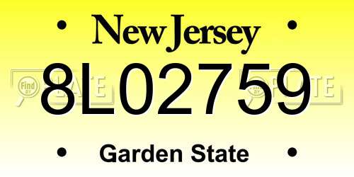 8L02759 New Jersey License Plate