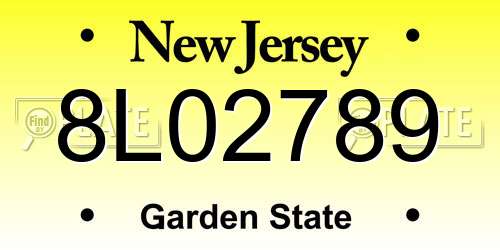 8L02789 New Jersey License Plate