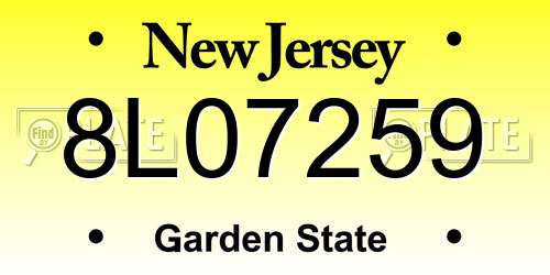 8L07259 New Jersey License Plate