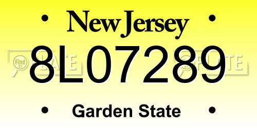 8L07289 New Jersey License Plate