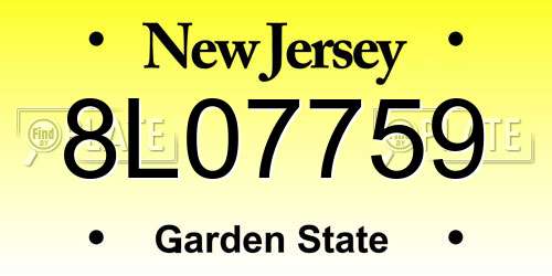 8L07759 New Jersey License Plate