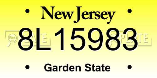 8L15983 New Jersey License Plate