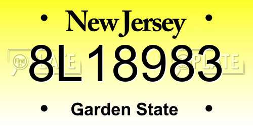 8L18983 New Jersey License Plate