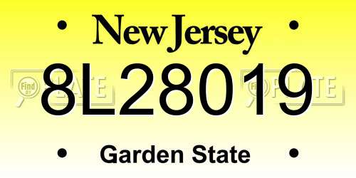 8L28019 New Jersey License Plate