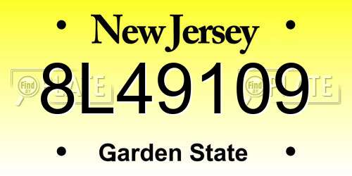 8L49109 New Jersey License Plate