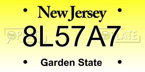 8L57A7 New Jersey License Plate