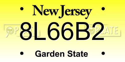 8L66B2 New Jersey License Plate