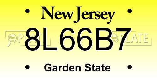 8L66B7 New Jersey License Plate