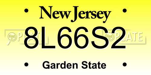 8L66S2 New Jersey License Plate