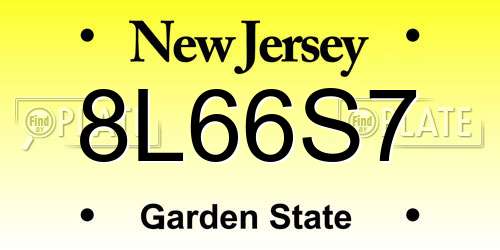 8L66S7 New Jersey License Plate