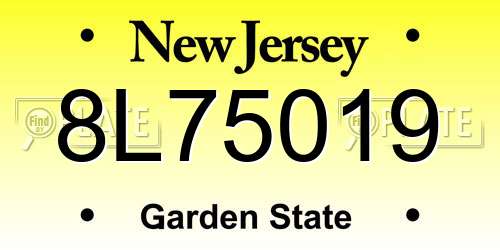 8L75019 New Jersey License Plate