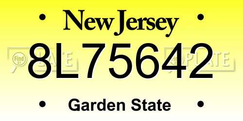 8L75642 New Jersey License Plate