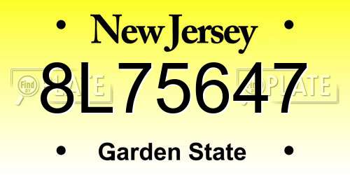 8L75647 New Jersey License Plate