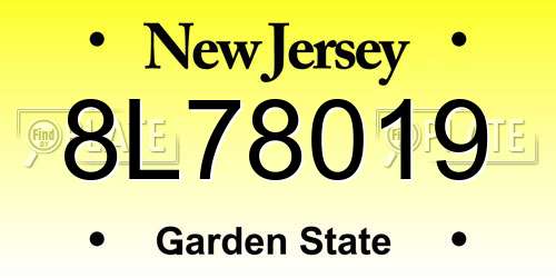 8L78019 New Jersey License Plate