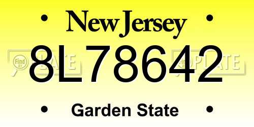 8L78642 New Jersey License Plate