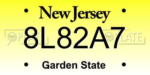 8L82A7 New Jersey License Plate